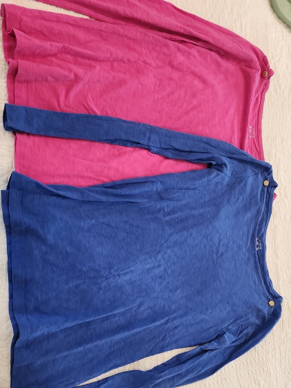 J. Crew Navy Blue And Pink Cotton Crewneck
